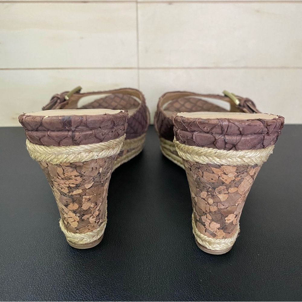Donald Pliner Lisa Wedge Sandals Women's Size 7.5 Shoes Snakeskin Espadrille - Picture 6 of 11